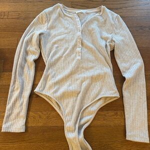 Free the Roses Beige Ribbed Bodysuit